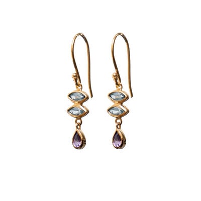 Topaz and amethyst hook earrings by Mirabelle